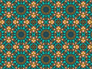 Wallpaper Geometric Ornament Abstract Pattern Green, Black, Blue, and Gold Yellow for Print and Background. Geometric Tile Digital Paper.