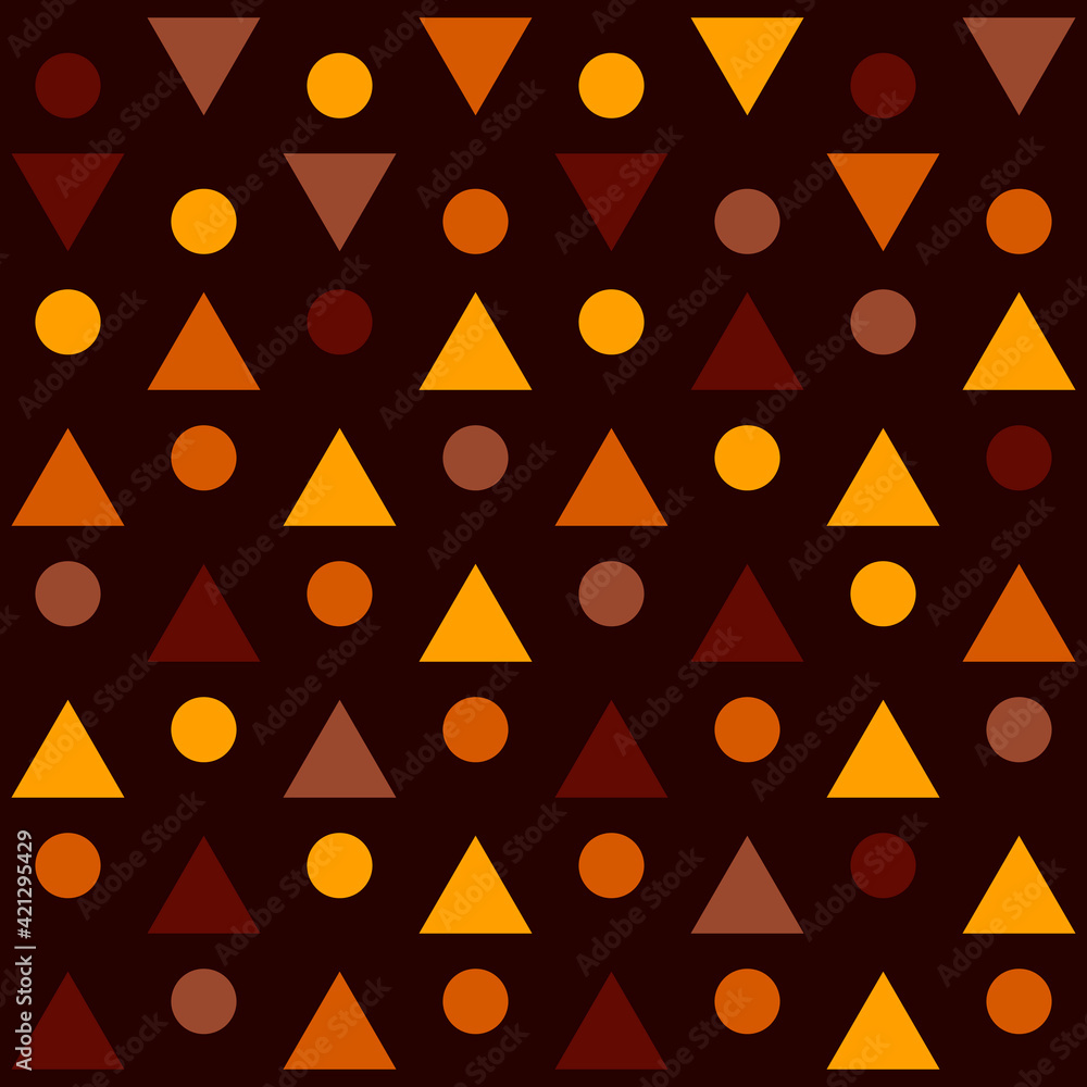Poster Triangles And Circles Abstract Pattern. Vector Brown Pattern. Abstract Shapes Vector Brown Pattern.