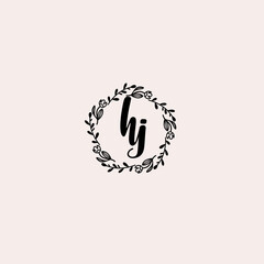 HJ initial letters Wedding monogram logos, hand drawn modern minimalistic and frame floral templates