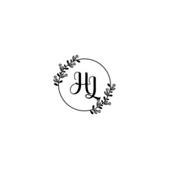HL initial letters Wedding monogram logos, hand drawn modern minimalistic and frame floral templates