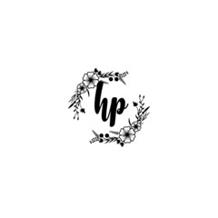 HP initial letters Wedding monogram logos, hand drawn modern minimalistic and frame floral templates
