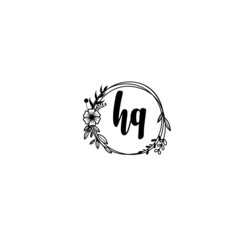 HQ initial letters Wedding monogram logos, hand drawn modern minimalistic and frame floral templates