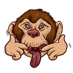 vector of funny monkey head illustration