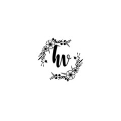 HV initial letters Wedding monogram logos, hand drawn modern minimalistic and frame floral templates