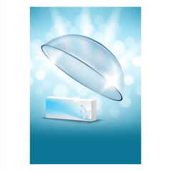 Contact Lens And Blank Box Advertise Banner Vector