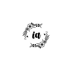 IA initial letters Wedding monogram logos, hand drawn modern minimalistic and frame floral templates