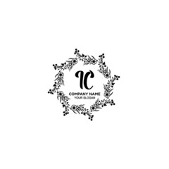 IC initial letters Wedding monogram logos, hand drawn modern minimalistic and frame floral templates