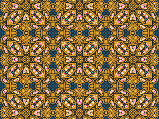 Wallpaper Geometric Ornament Abstract Pattern Green, Black, Blue, and Gold Yellow for Print and Background. Geometric Tile Digital Paper.