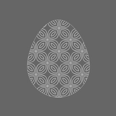 White Vector Easter egg with abstract pattern isolated on a gray background