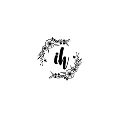 IH initial letters Wedding monogram logos, hand drawn modern minimalistic and frame floral templates