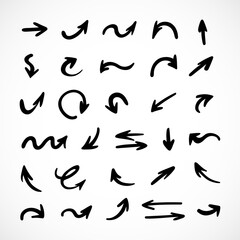 Vector set of hand-drawn arrows, elements for presentation