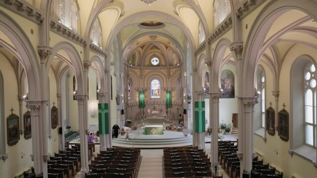 Gorgeous view of the sanctuary from the balcony of the St. Columban's Church in Cornwall, Ontario, Canada.