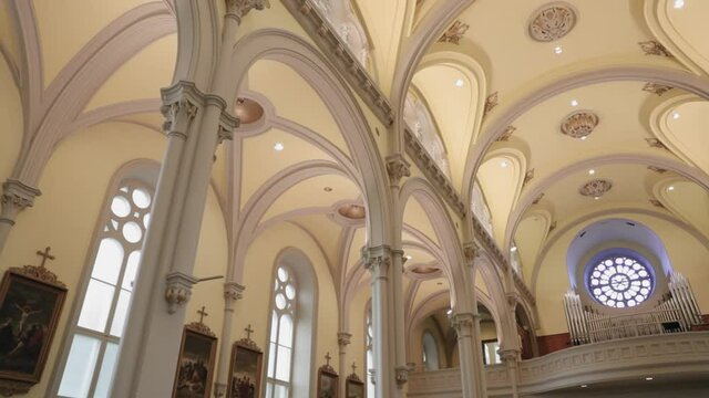Gorgeous arched ceiling architecture of the St. Columban's Church sanctuary in Cornwall, Ontario, Canada.