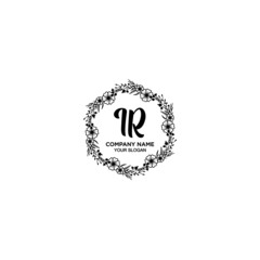 IR initial letters Wedding monogram logos, hand drawn modern minimalistic and frame floral templates