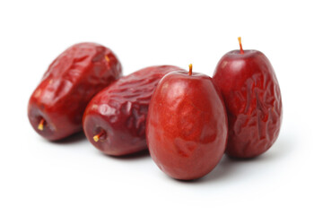 Dry red jujubes isolated on white background