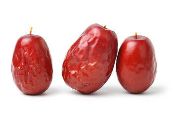 Dry red jujubes isolated on white background