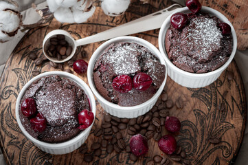 Chocolate cupcake with cherries