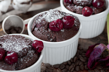 Chocolate cupcake with cherries