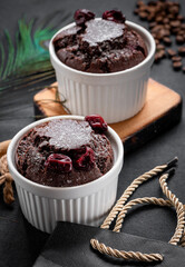 Chocolate cupcake with cherries