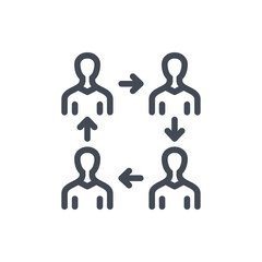 People transfer and Staff renewal line icon. Employee replacement and Staff exchange vector outline sign.