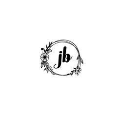 JB initial letters Wedding monogram logos, hand drawn modern minimalistic and frame floral templates