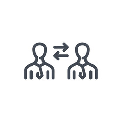 Employee replacement and Person exchange line icon. People transfer and Staff renewal vector outline sign.