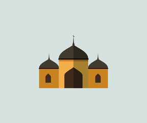 Ramadan kareem mosque blue,golden,colorful premium vector graphic
