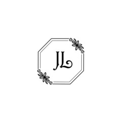 JL initial letters Wedding monogram logos, hand drawn modern minimalistic and frame floral templates