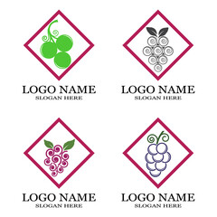 Grapes logo template vector icon illustration design