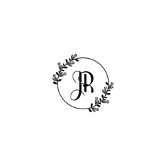 JR initial letters Wedding monogram logos, hand drawn modern minimalistic and frame floral templates