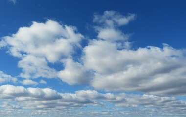 Panoramic view of blue sky and fluffy clouds