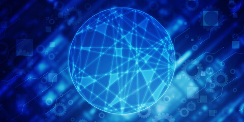 2d illustration Abstract futuristic electronic circuit technology background