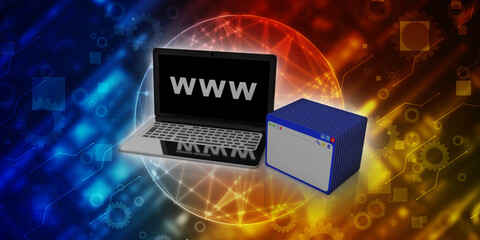 3d rendering laptop with www
