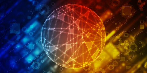 2d illustration Abstract futuristic electronic circuit technology background