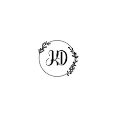 KD initial letters Wedding monogram logos, hand drawn modern minimalistic and frame floral templates