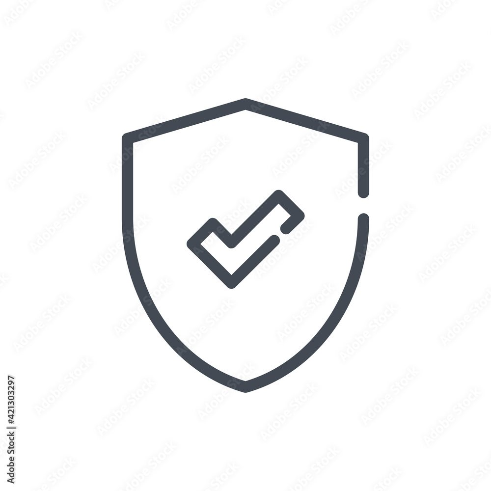 Aufkleber shield with check mark line icon. safety and protection with tick vector outline sign.