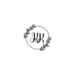 KK initial letters Wedding monogram logos, hand drawn modern minimalistic and frame floral templates