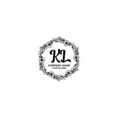 KL initial letters Wedding monogram logos, hand drawn modern minimalistic and frame floral templates