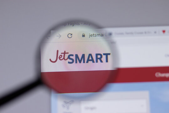 New York, USA - 18 March 2021: JetSmart company logo icon on website, Illustrative Editorial.