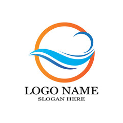 Water wave icon vector illustration design logo