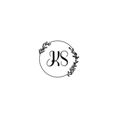 KS initial letters Wedding monogram logos, hand drawn modern minimalistic and frame floral templates