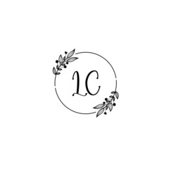 LC initial letters Wedding monogram logos, hand drawn modern minimalistic and frame floral templates