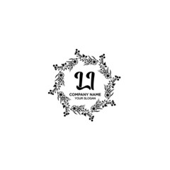 LI initial letters Wedding monogram logos, hand drawn modern minimalistic and frame floral templates