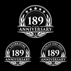 189 years anniversary collection logotype. Vector and illustration. 