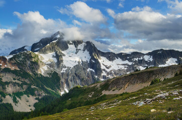 North face of Whatcom Peak seen from Red Face Mountain, North Cascades National Park