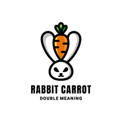 Double meaning logo which forms Rabbit and Carrot. Abstract emblem, design concept, logo, logotype element