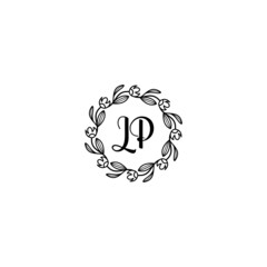 LP initial letters Wedding monogram logos, hand drawn modern minimalistic and frame floral templates