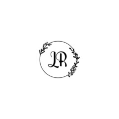 LR initial letters Wedding monogram logos, hand drawn modern minimalistic and frame floral templates