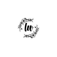 LW initial letters Wedding monogram logos, hand drawn modern minimalistic and frame floral templates