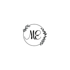 ME initial letters Wedding monogram logos, hand drawn modern minimalistic and frame floral templates